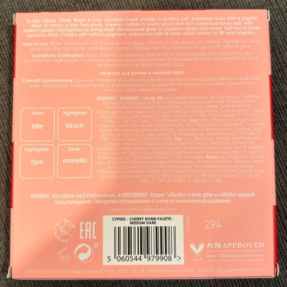 Ciaté London Cherry Bomb Blush & Highlighter Palette - BRAND NEW!! makeup beauty
